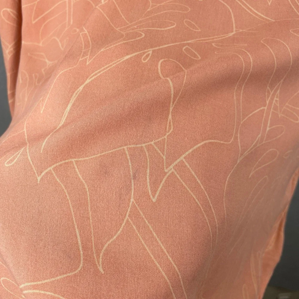 Billabong Patrick Mens L Peach Monstera Leaf Tropical‎ Viscose Button Down Shirt